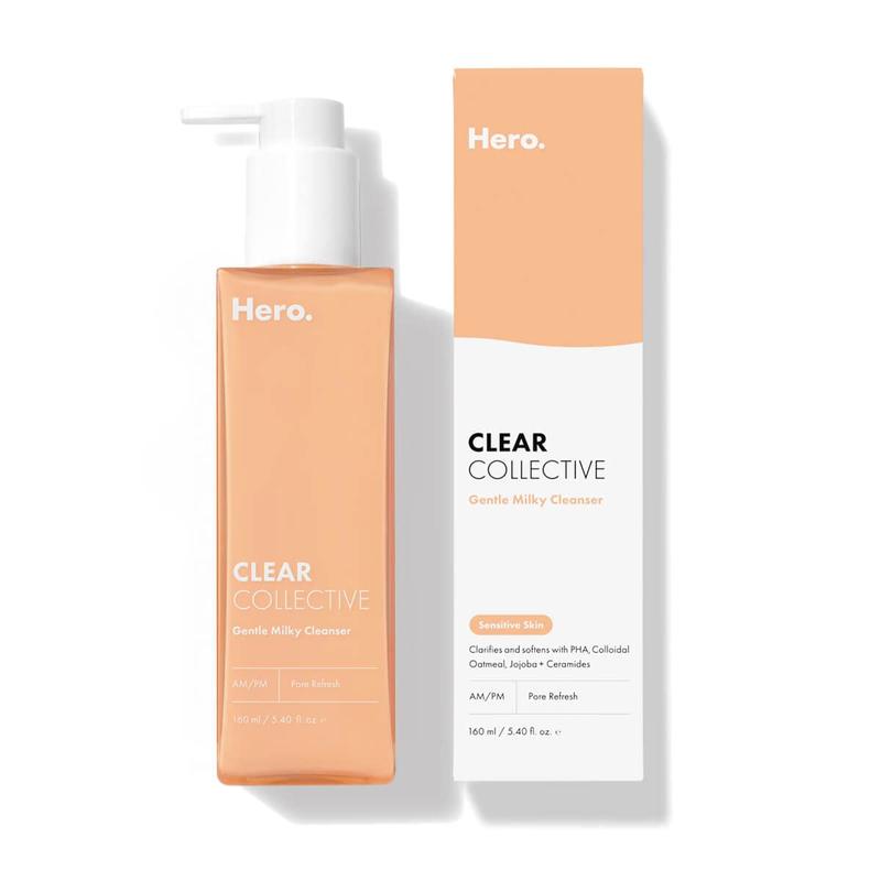 HERO COSMETICS Clear Collective Gentle Milky Cleanser from Gentle Pore-Clarifying Cleanser for Sensitive, Blemish-Prone Skin with PHA, Colloidal Oatmeal, and Jojoba + Ceramides (5.4 Fl Oz) No brand