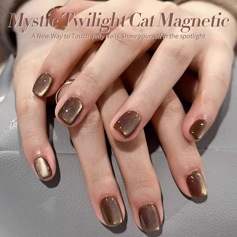 BORN PRETTY Cat Magnetic Gel Nail Polish Fall Winter Jelly Glass Magnetic Gel Polish Purple Brown Pink Nude Glitter Soak Off Nail Art Salon Manicure Home Gift 7ml 6pcs Nail Care