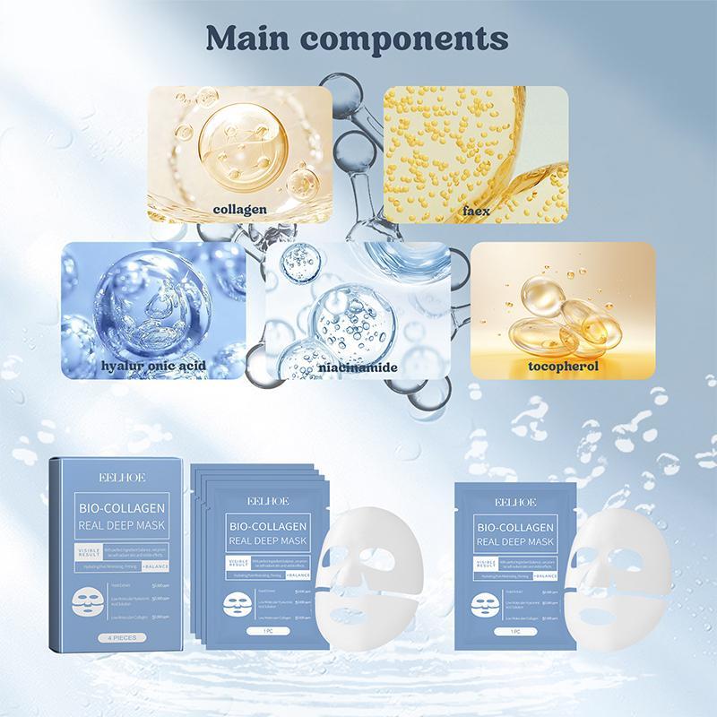 4-count Collagen Face Mask, Hydrating Face Mask, Nourishing Face Mask, Moisturizing Face Mask, Face Masks for Women, Skin Care Products, Moisturizer for Face, Fall Gift Skin Repair Comfort