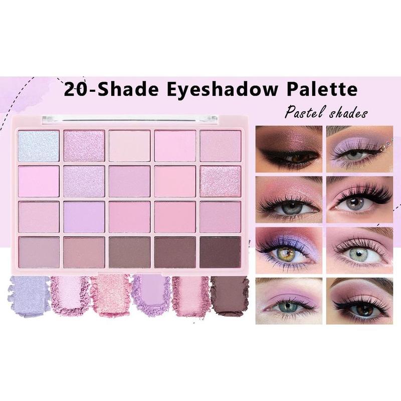 20 Nude Brown Pink  Shimmer Eyeshadow Palette for Eye Makeup,High Pigmented Beige  Tan Eye Shadow Primers Powder Palet de sombras de ojos (04# Light Lavender)