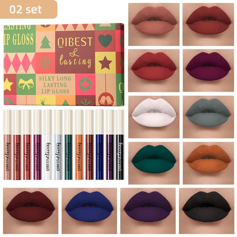 Long Lasting Matte Liquid Lipstick Set, 12pcs set Waterproof Lip Gloss, Moisturizing Matte Lip Glaze, Suitable for All Occasions Lip Makeup