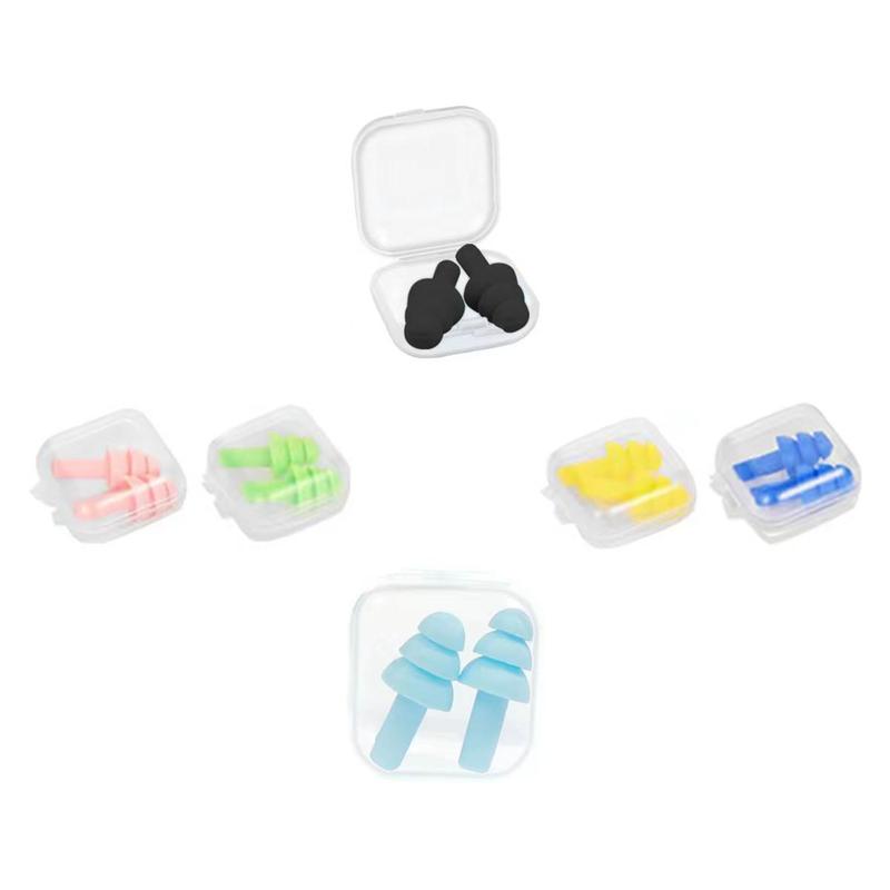 Reusable Silicone Ear Plug with Storage Box, 6 Pairs Mixed Color Soft Noise Cancelling Earplugs for Sleeping, Swimming, Snoring, Concerts, Work