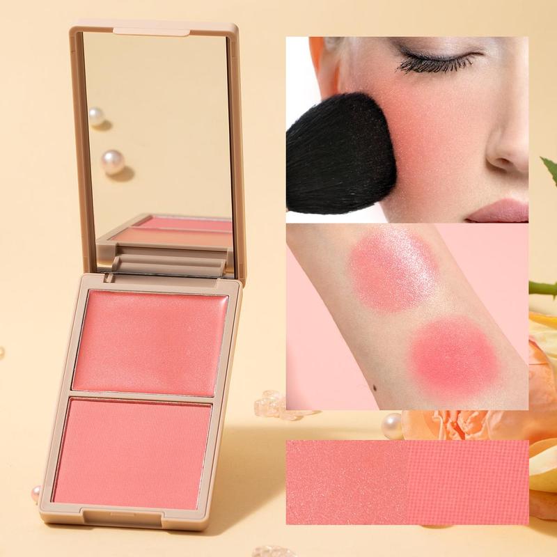 2 in 1 Blush Palette, Long Lasting 2 Color Blush Palette, Cheeks Contour Blush Pressed Powder, Natural Look Blush for Daily Makeup, Conchita Blush Palette