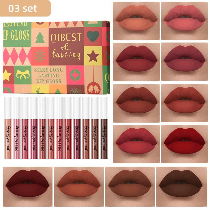 Long Lasting Matte Liquid Lipstick Set, 12pcs set Waterproof Lip Gloss, Moisturizing Matte Lip Glaze, Suitable for All Occasions Lip Makeup