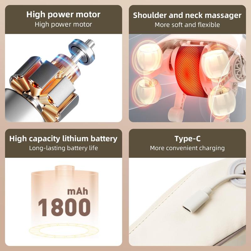 Neck Massager with Heat, Shiatsu Shoulder Massager, Electric Acupressure Neck Massager Gift for Parents Elders Health Women Men Deep Kneading Massage Like Human to Free Your Hand