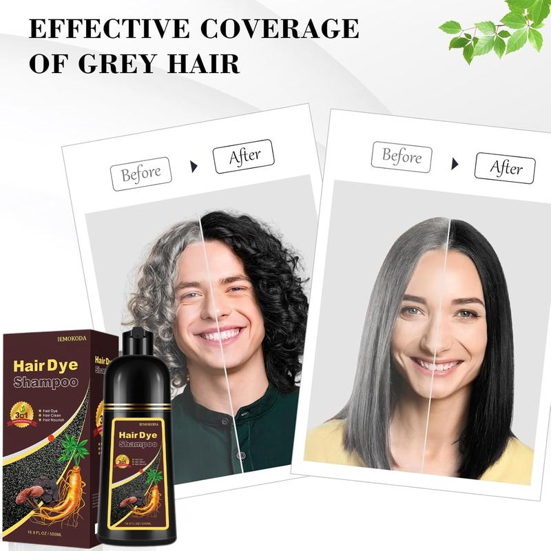 3 In 1 Hair Color Shampoo for Gray Coverage,  Black Quick Hair Color Shampoo , Natural Herbal Ingredient Instant Hair Dye, Haircare