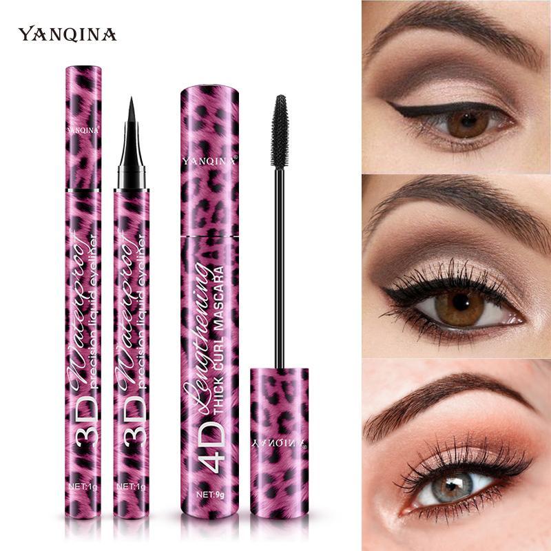 Hot Pink Eyeliner & Mascara Makeup Set, Waterproof Eye Makeup Kit, Eyelash Extensions Mascara with Eye Makeup Enhancement Liquid Eyeliner, Cosmetic Gift