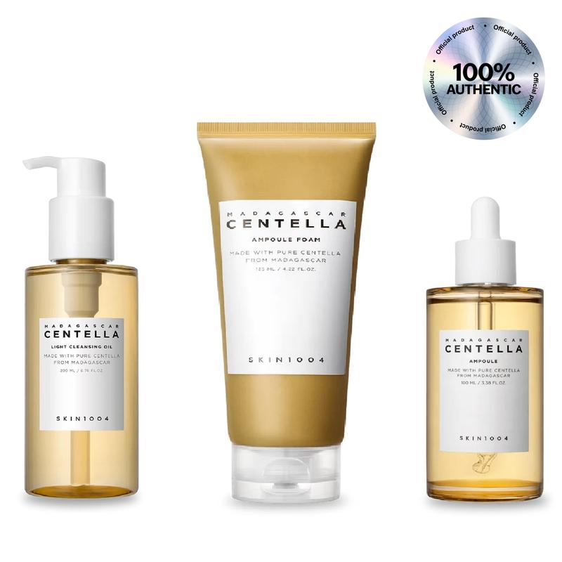 SKIN1004 Centella Holic Set - Official Product Madagascar Cica Cleansing Oil (6.76 fl oz) + Cica Ampoule Foam (4.22 fl oz) + Cica Ampoule (1.85 fl oz) Korean Skincare