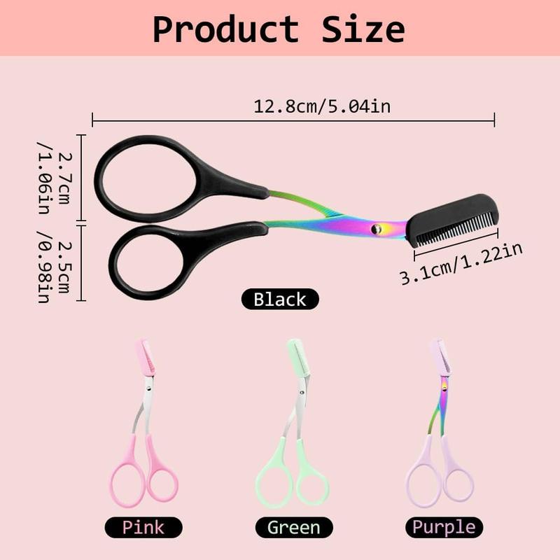 Eyebrow Trimmer Scissors for Women and Men with Comb, Non-Slip Eyebrow Cutter and Razors, Eye Brow Scissors, TikTok Viral 2024 Makeup Plastic