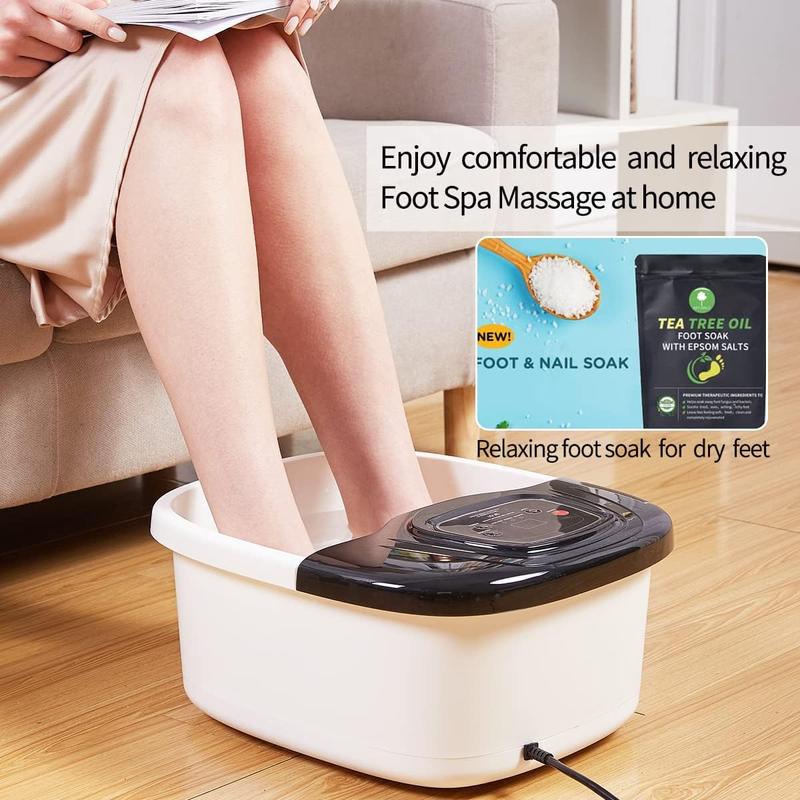 Foot Spa Bath Massager with Heat, Epsom Salt,Bubbles, Vibration and Red Light,8 Massage Roller Pedicure Tub for Stress Relief,Foot Soaker Acupressure Points&Temperature Control