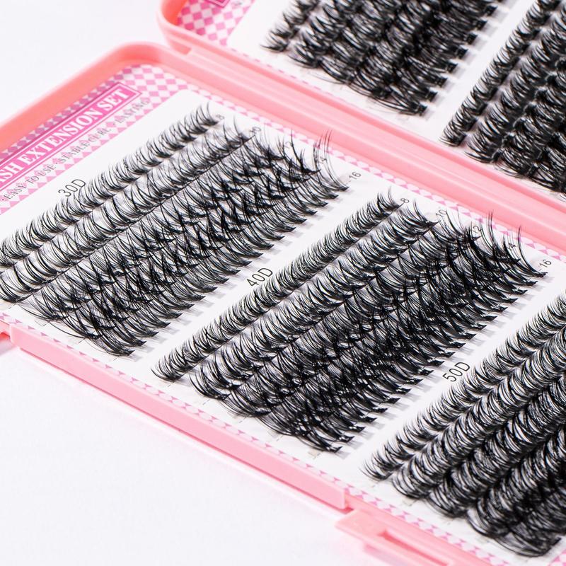 Individual False Eyelashes Kit, 1 Box Natural Look Eyelash Extensions, Self Grafting Curl Eyelashes, Eye Makeup Enhancement False Lashes for Women & Girls, Lashes Extension Kit, Fall Gift, Christmas Gift