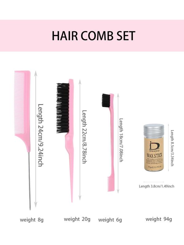 Hair Styling Wax Stick & Comb Set, 1 Set Hair Styling Non-greasy Wax Stick & Comb Set, Professional Hair Styling Tool for Women & Men, Suitable for All Hair Types Summer 2024