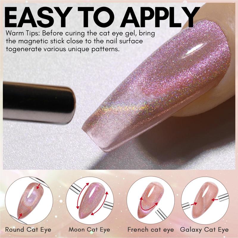 Makartt Holographic Cat Eye Gel Nail Polish Valentine Gift for Women Girl Nail Art Nail Care Manicure Cutics Cosmetic