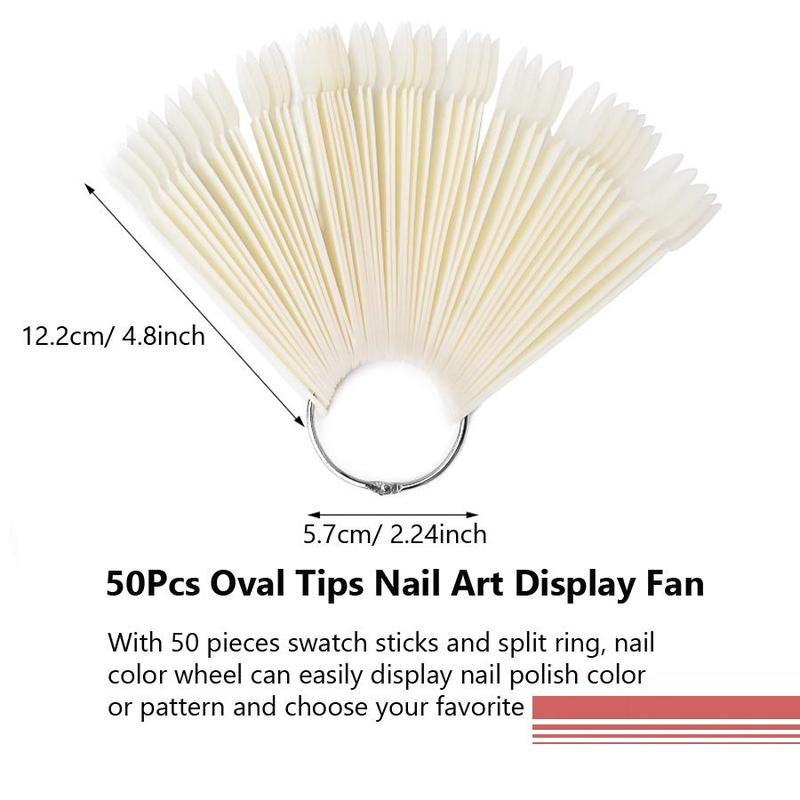 Gel Polish Nail Art & Nail Care Practice Sticks, 50pcs Manicure Display Fan with Loop, Gel Polish Display, Practice Nail Sample Sticks for Women, Christmas Gift