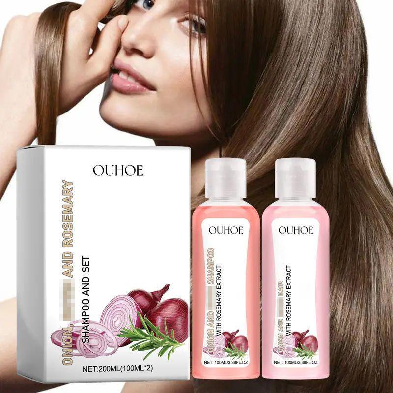 Onion Biotin Shampoo Set, Shampoo Set Containing Rosemary Onion Extract For All Hair Types Conditioner Cleansing Cleanser