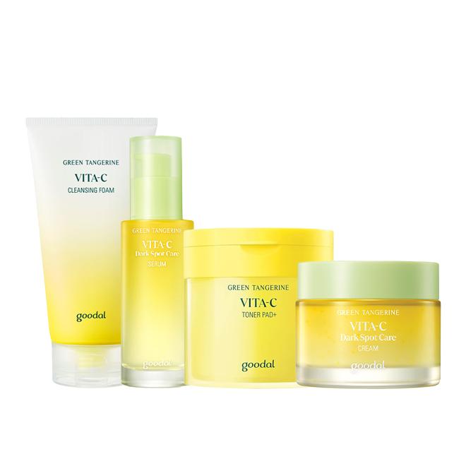 [GOODAL Official Shop] Set of (1) Green Tangerine Vita C Cleansing Foam + (1) Green Tangerine Vita C Care Pad + (1) Green Tangerine Vita C Care Serum + (1) Green Tangerine Vita C Cream