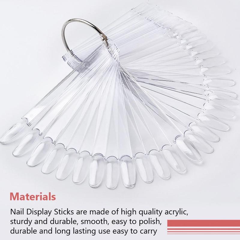 Gel Polish Nail Art & Nail Care Practice Sticks, 50pcs Manicure Display Fan with Loop, Gel Polish Display, Practice Nail Sample Sticks for Women, Christmas Gift