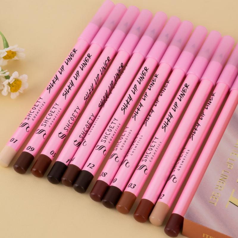 SHCOETY 12-color Matte Lip Liner Set Nude Long-lasting non-bleaching first generation line loud Eyeliner Lipliner Makeup Cosmetic