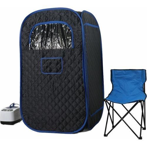 Portable Sauna for Home Use, Personal Sauna, Full Body Steam Sauna, Portable Steam Sauna with Remote Control and Folding Chair, Christmas Gift, Black