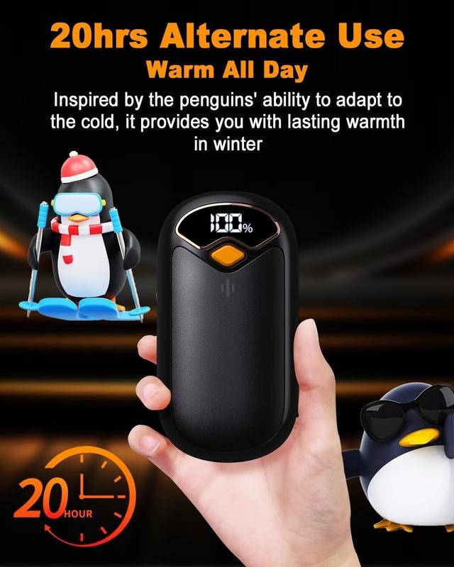 Hand Warmers Rechargeable - 7000mAh Electric Hand Warmer Reusable 2 Pack, LED Digital Display, 20 Hrs Warmth Hand Warmers Heats Up to 132, Magnetic Portable Hand Warmer for Golf, Camping, Hunting