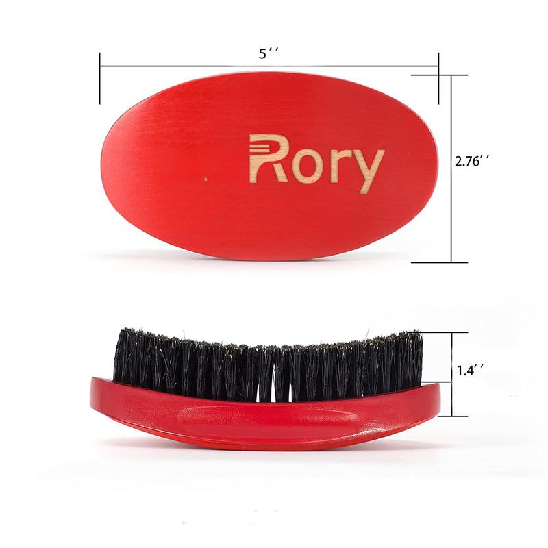 360 Curved Wave Brush - Medium Hard Palm Brush with Beech Wood and Boar Bristles for Men's Hair Styling and Beard Grooming (Red) Haircare Heatless