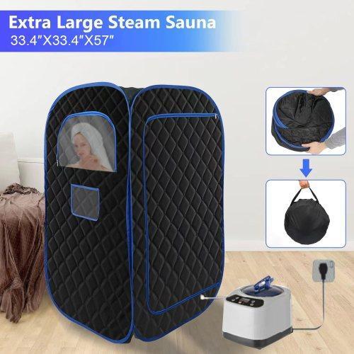 Portable Sauna for Home Use, Personal Sauna, Full Body Steam Sauna, Portable Steam Sauna with Remote Control and Folding Chair, Christmas Gift, Black