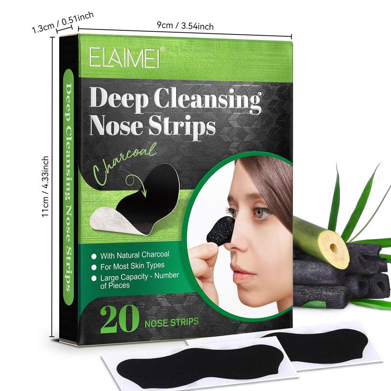 Deep Cleansing Nose Strips, 20pcs box Natural Charcoal Nose Strips, Oil Absorbing Nose Strips, Suitable for Oily Skin, Facial Skin Care Products