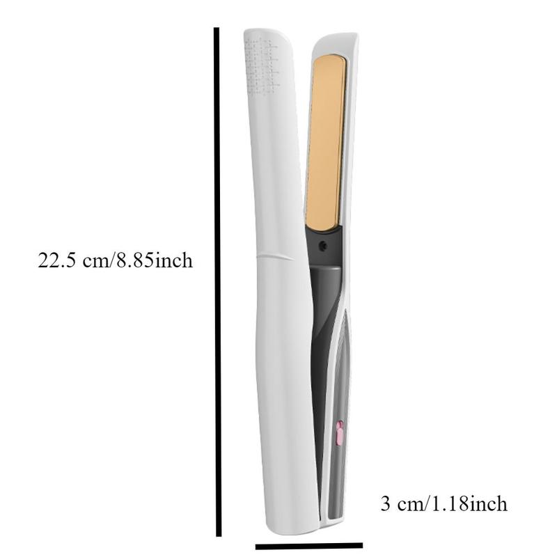 2 in 1 Wireless Mini Portable USB Hair Straightening & Curling Iron, Smart Temperature Control Hair Straightener, Hair Styling Tool for Home & Travel