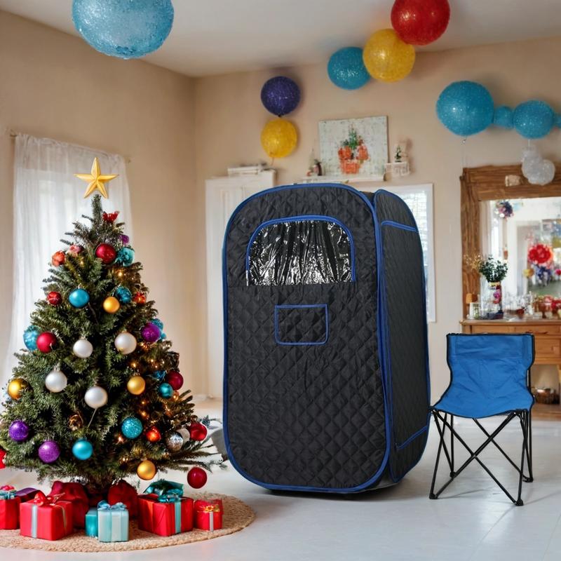 Portable Sauna for Home Use, Personal Sauna, Full Body Steam Sauna, Portable Steam Sauna with Remote Control and Folding Chair, Christmas Gift, Black