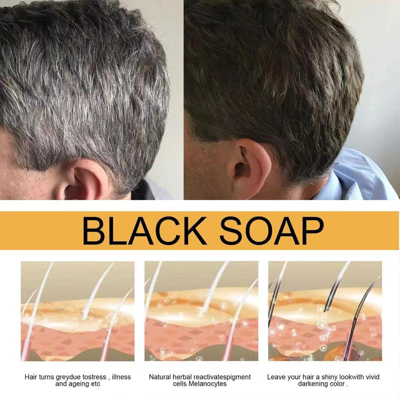 Black Soap for Gray Hair, Gray Hair Reverse Bar Shampoo, 1.7 Oz，Gray Hair Reverse and Coverage Bar Soap - Natural Hair Darkening Shampoo for Fast Black Hair Charcoal Conditioner