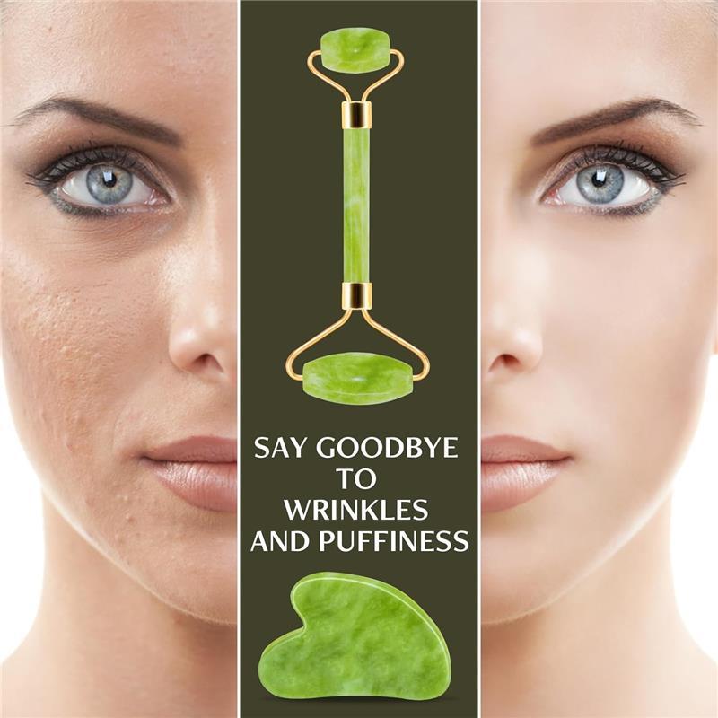 Jade Roller Gua Sha Tool for Rejuvenating and Slimming Skin - Gift, Comfort