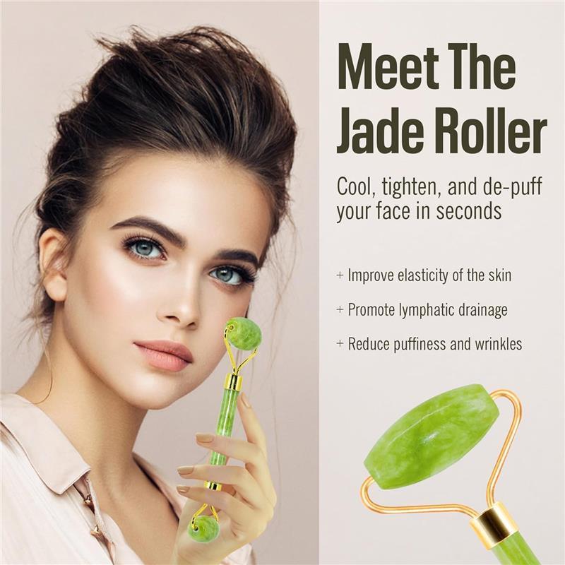 Jade Roller Gua Sha Tool for Rejuvenating and Slimming Skin - Gift, Comfort