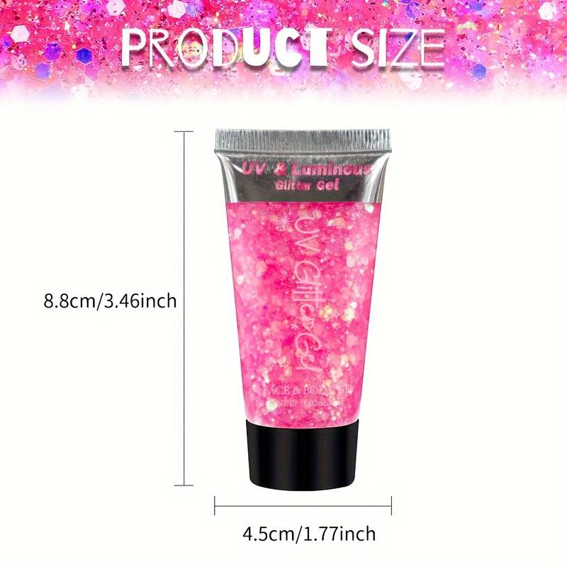 Buy 1 Get 1 Free - UV Glow-in-the-Dark Body & Face Gel, Luminous Chunky Glitter for Hair & Eyeshadow, Perfect for Music Festivals, Carnivals, Halloween & Mermaid Parties