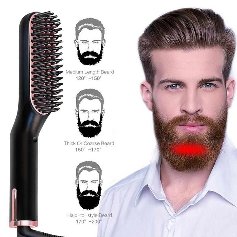 Electric Beard Straightening Comb, Hair Straightener Comb, Non-slip Design Hair Straightener Brush, Anti-scald Heated Beard Brush, Portable Heated Hair Styling Tools for Women and Men