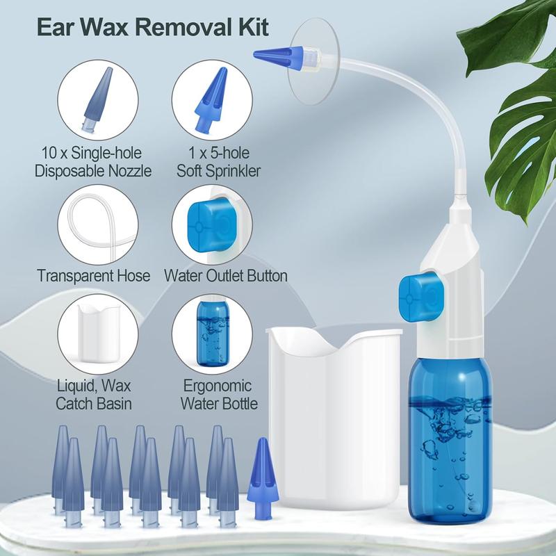 Ear Wax Removal Kit, Ear Cleaning Kits Manual Safe Ear Irrigation Flushing System, Effective Ear Cleaner Earwax Removal Kit, Ear Wax Removal Tool with Ear Basin and 10 Ear Tips