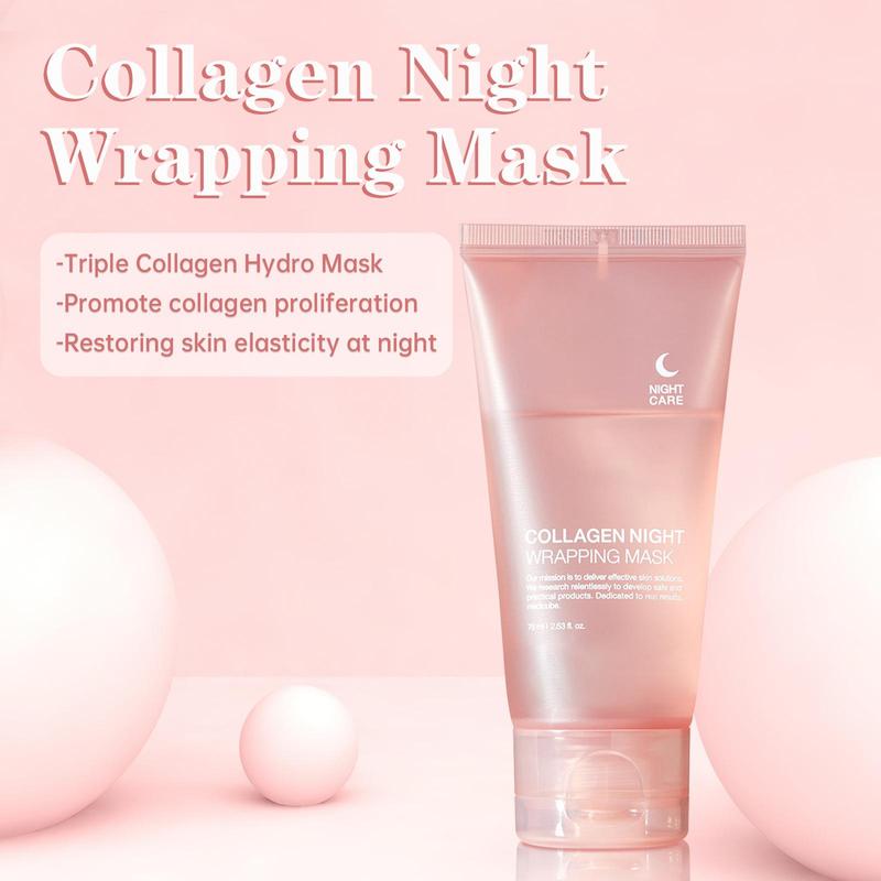 Collagen Night Wrapping Mask, Sleep, Shed and Glow, Elasticity Collagen Overnight Wrapping Peel Off Facial Mask Pack & Hydration Care, Elasticity & Hydration Care, Reduces Sagging & Dullness Glow Boost, Comfort Skincare Products, Christmas Gift