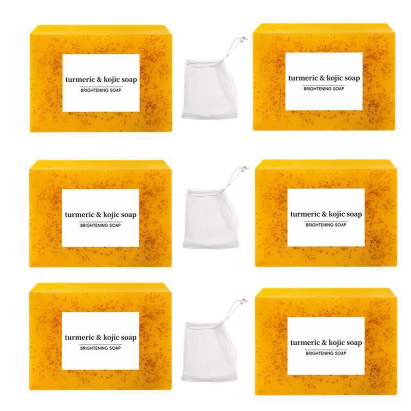 Turmeric Lemon Soap, Natural Turmeric Soap for Face & Body, Gentle Moisturizing Facial Wash for Deep Cleansing Skin, Smooth Skin Texture