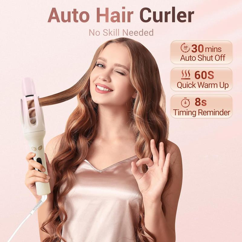 Curling Iron,Hair Curlers,Beach Waver Curling Iron,Hair Curler Automatic Rotating,4 Temperature & Auto Timer,Automatic Shut-Off,Anti-Scald,Make You Beautiful at Christmas