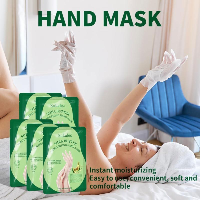 Moisturizing Hand Mask with Shea Butter and Goat Milk, Hydrating Hand Masks for Dry Cracked Hands, Dry Skin Moisturizer for Soft and Smooth Touch Hands - Men Women - 5 Pairs