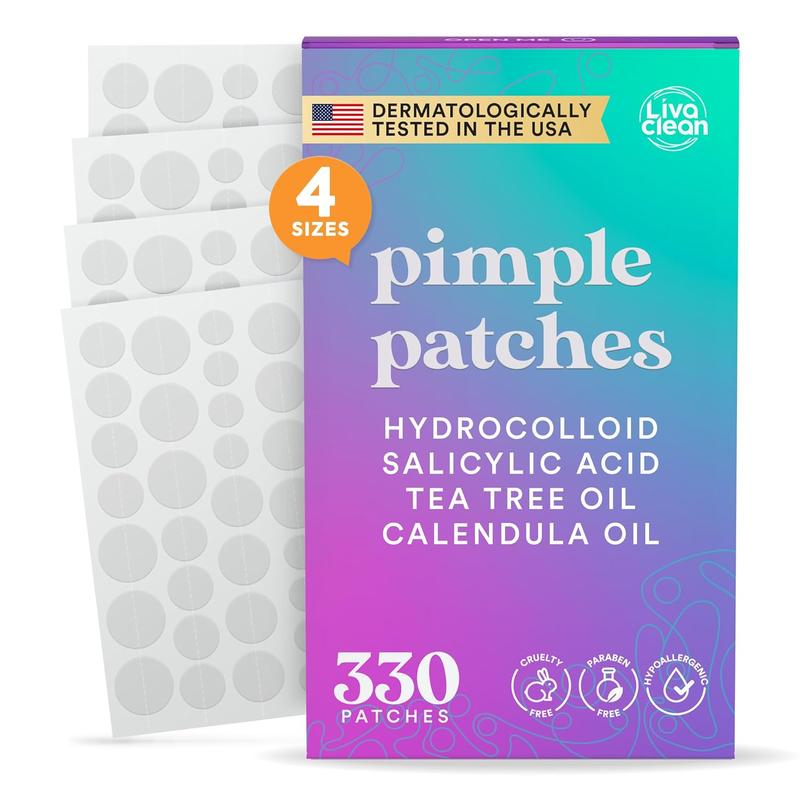 LivaClean 330 CT Pimple Patches for Face w Salicylic Acid, Tea Tree Oil & Calendula Oil Acne Skincare