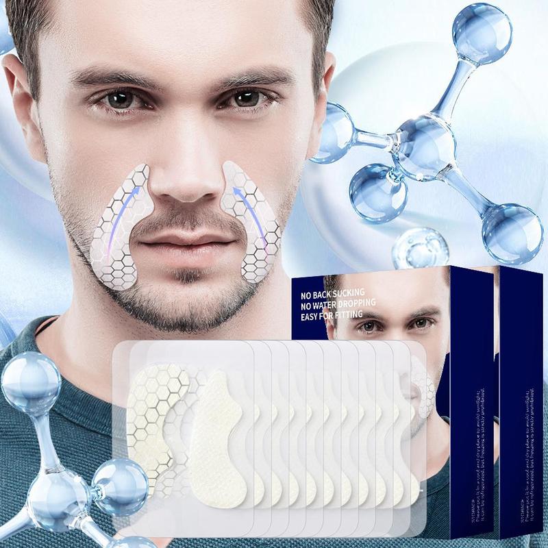 Hyaluronic Acid Men's Facial Skincare Patch, 10 Pairs Smile Line Facial Firming Sticker, Face Care Product for Men