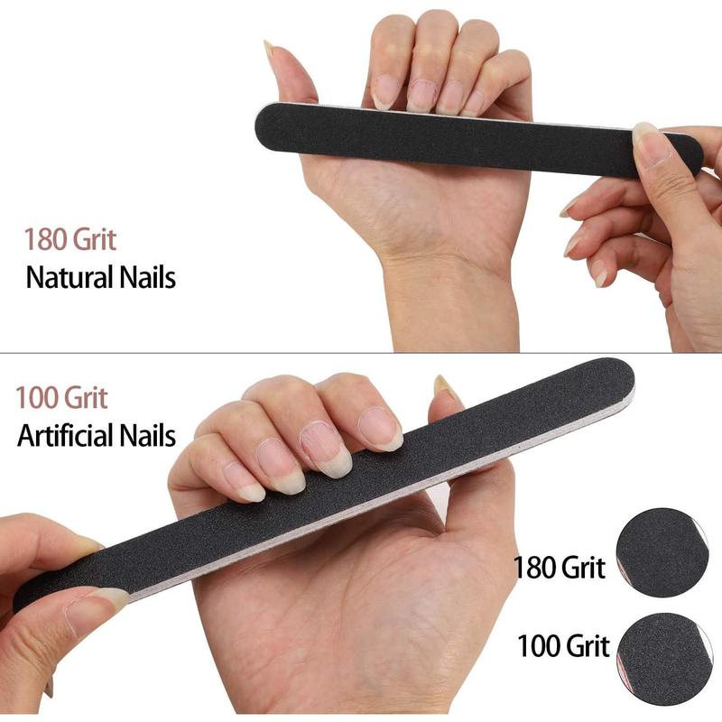 50 count  Files for  Nails 100 180 Grit Double Sides Fingernail Files Professional Manicure Tools for Home Salon