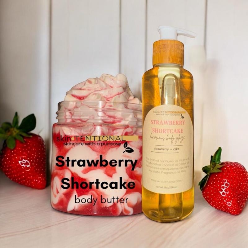 Strawberry Shortcake Body Butter- Body Oil- for Soft Glowing Skin Gourmand Fragrance  Body Care