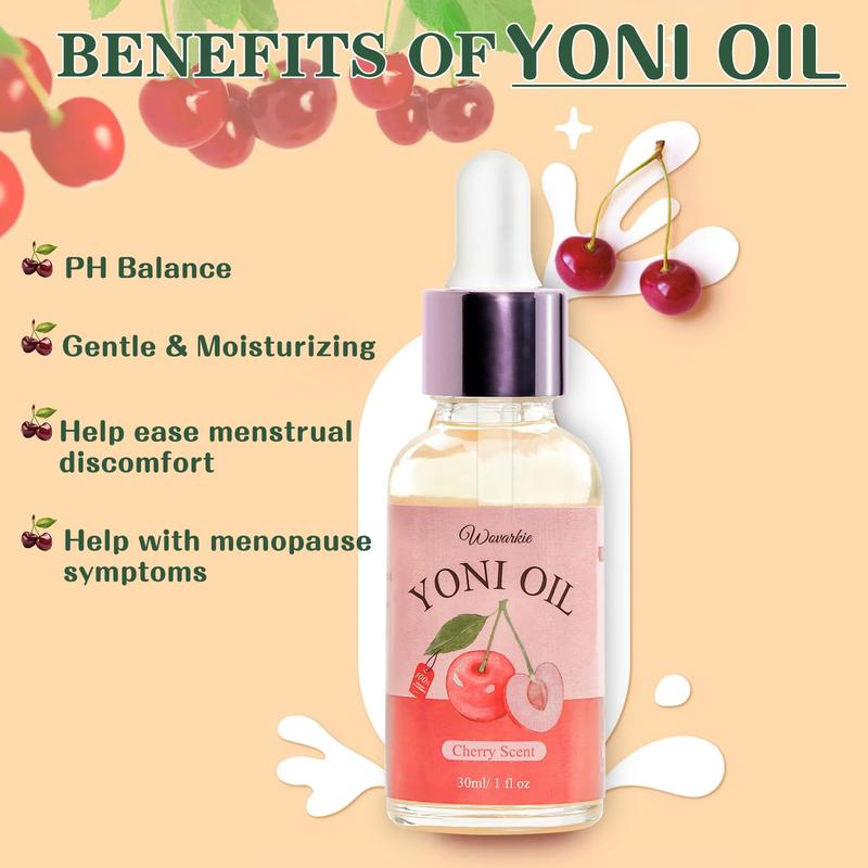 2Pcs Yoni Oil Feminine Oil for Women pH Balance, Vaginal Moisturizer Odor Eliminator, Feminine Care All Natural Yoni Essential Oil, 1 fl oz pc(Cherry)