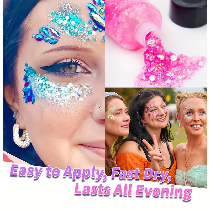 Buy 1 Get 1 Free - UV Glow-in-the-Dark Body & Face Gel, Luminous Chunky Glitter for Hair & Eyeshadow, Perfect for Music Festivals, Carnivals, Halloween & Mermaid Parties