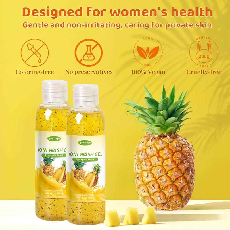 2 PCS Yoni Wash for Women pH Balance, Feminine Body Wash for Intimate Moisturizing and Odor Removal with Pineapple Scent - Scented, Comfort