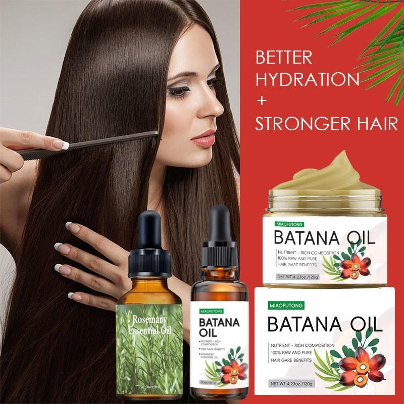 Batana Oil & Rosemary Mint Scalp & Hair Strengthening Oil, 3 Counts set Hair Care Products, Hair Care for Women & Men for All Hair Types