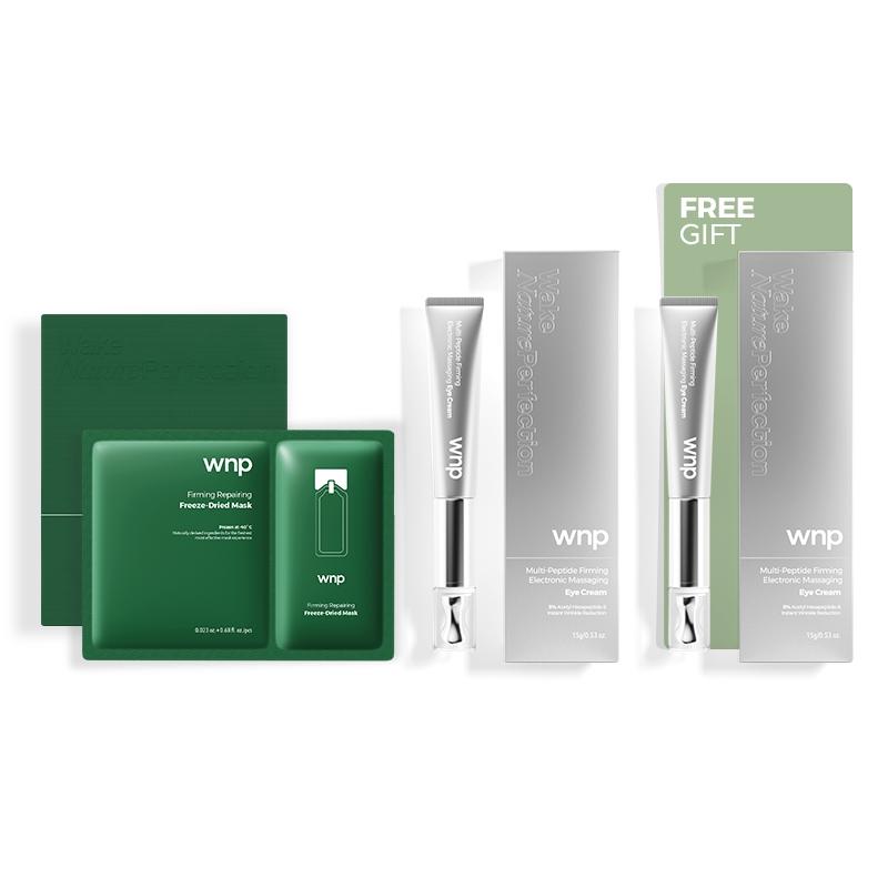 WNP Futura Tech Skin Set -Vegan| Massaging Eye Cream,Living Energy Freeze-Dried Mask*5| Skincare Skin Repair Comfort