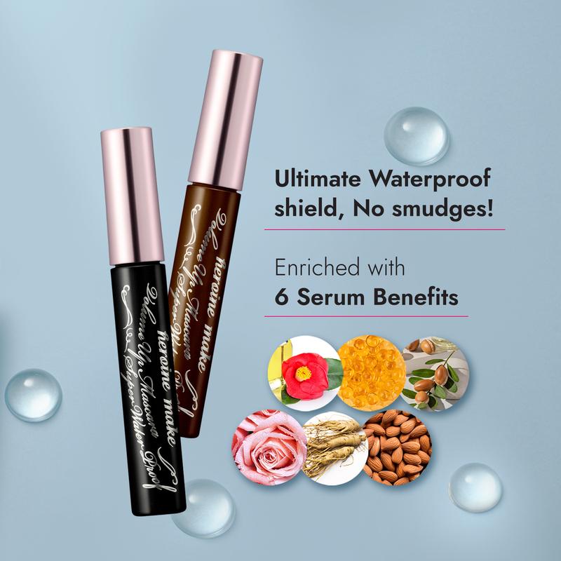 [Heroine Make Official Store] KissMe Heroine Make Volume UP Mascara Super Waterproof, High Durability, Long-Lasting formula, Beauty Serum Essence contained everyday curl mascara viral  mascara waterproof mascara