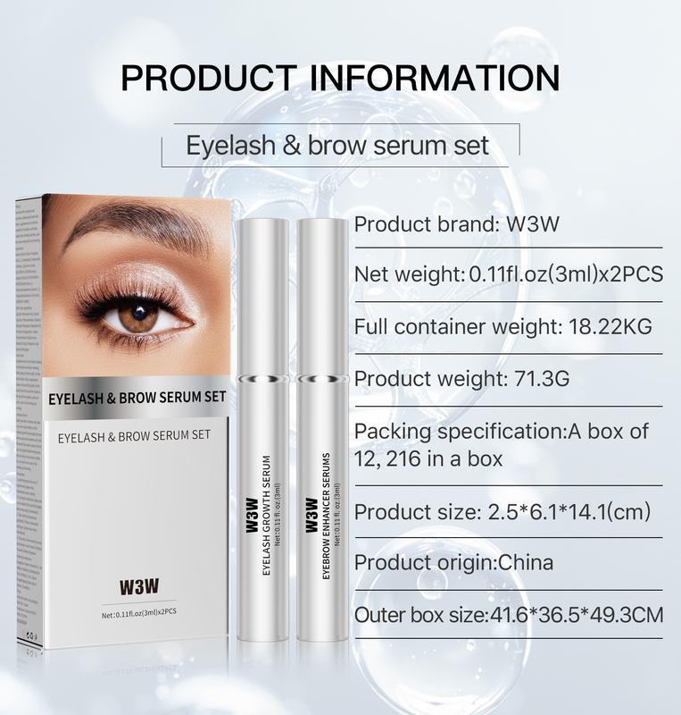 Eyelash and eyebrow growth set,Brow Enhancer, for Longer Fuller and Thicker Luscious Lashes and Eyebrows (3ml+3ml),Eye Makeup, for women&girl, Mascara,For short eyelash and short eyebrow